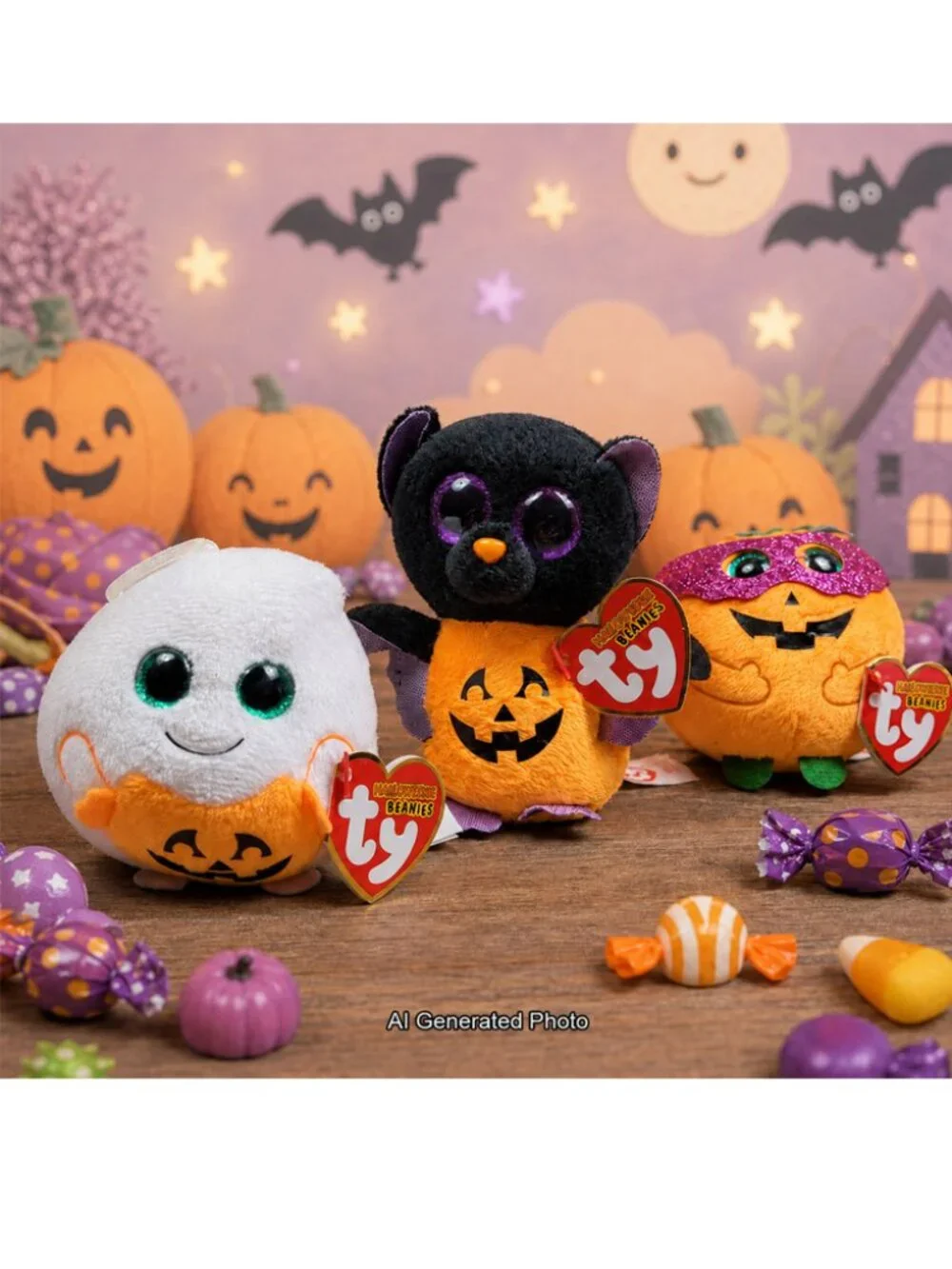 Ty Halloween Treatsie Mystery & Batty Halloweenies Beanies NWT